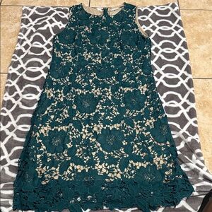 New York & Company Teal Lace Midi Dress